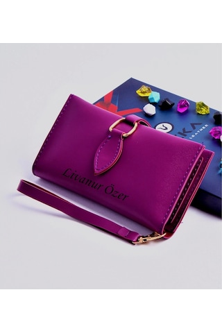 Ozka Leather Collection Mor Damla Model Trend Kadın Cüzdanı + Anahtarlık