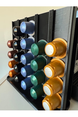 Kapsül Kahve Tutucu Dekoratif Standı 50 Kapasiteli Nespresso Siyah