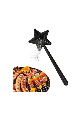 Yeniden Doldurulabilir Yıldız Asa Taşınabilir Tuz Karabiber Baharatlık Dispenser Çalkalayıcı Set Mutfak Yemek Pişirme Barbekü Malzemeleri Cadılar Bayramı Parti Hediyeleri Siyah