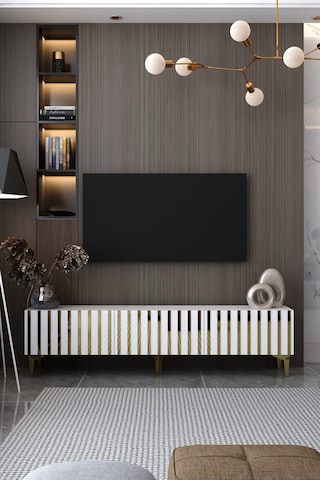 180dhdts6ba Aden Pleksi Desen Tv Sehpası Beyaz-altın