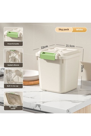 Ranyeek Gıda Kalitesi Pp Plastiği Muhafaza Kabı - Nem Ve Haşere Engeli - Büyük Kapasite 10 Kg - Mutfak Tahıl Saklama - Ölçü Kasesi İçerir Beyaz Diğer