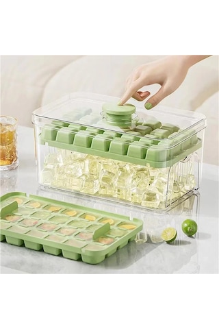 Jialan Pres Tipi Buz Küpü Tepsi Saklama Kutusu İle Buz Küpü Yeşil