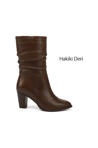 Gönderir Kadın Kahve Antik Sivri Burun Körüklü Kalın Topuklu Hakiki Deri Çizme Gkzc13444579 Kahverengi