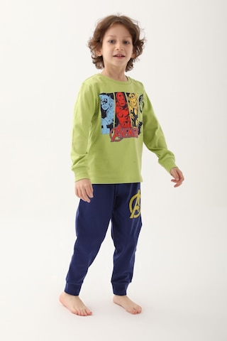Avangers Fıstık Yeşili Erkek Çocuk Uzun Kol Pijama Takım Fıstık Yeşili