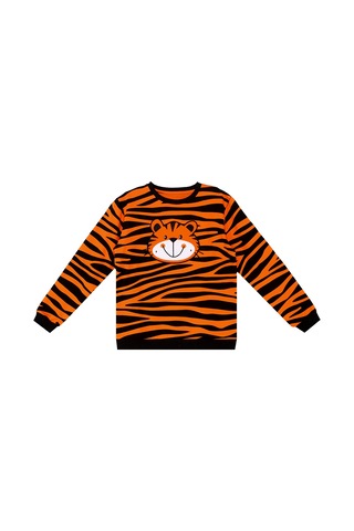 Denokids Kaplan Aplikeli Erkek Çocuk Sweatshirt Turuncu