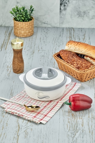 3149 Yemek Termosu - Sızdırmaz Kilitli Kapak Saklama Kabı Paslanmaz Çelik Sefertası 1000 Ml - Beyaz Beyaz