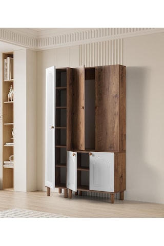 Bohem Çiğdem 3 Lü Portmanto Ayakkabılık 120x38x200 Beyaz