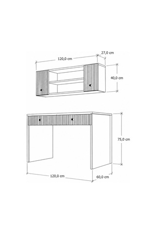 Rudu Milas Çalışma Bilgisayar Masası 120x60x115 Cm Raflı 2 Kapalı 2 Çekmeceli Antrasit-dor Antrasit - Dor