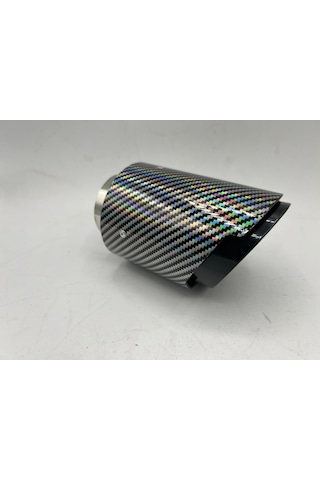 Monlion Gümüş-gri Karbon Egzoz Ucu Giriş Çapı60mm,çıkış Çapı 89mm