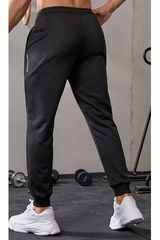 Ghassy Co. Erkek Dar Paça Running Hafif Koşucu Fitness Gym Athletic Dalgıç Kumaş Spor Eşofman Altı 001 Siyah
