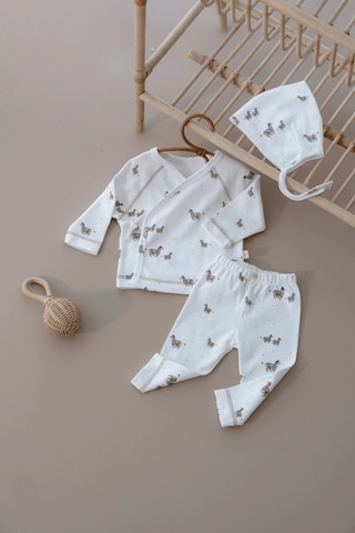 Oh La La Koala Zebra Baskılı Pure Hug Serisi Kruvaze 3'lü Takım Beyaz