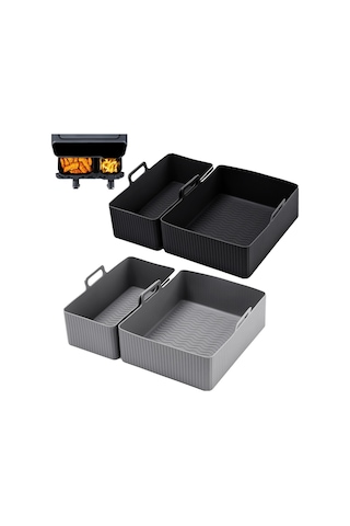 Xurunkeji Air Fryer Tepsisi Air Fryer Liner Sepeti Yeniden Kullanılabilir Fırın Tepsisi Yapışmaz Pizza Fırın Tepsisi B Gri