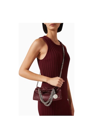 Stella Mccartney Mini Falabella Kırmızı, Shaggy Deer Vegan Deri Ipli Omuz Çantası, Zincir Detaylı