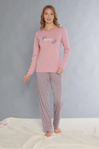Uzun Kol Pijama Takımı Viskon Alperi 790-82 Pembe