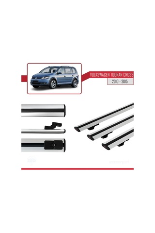 Volkswagen Touran Cross 2010-2015 Arası İle Uyumlu Basic Model Ara Atkı Tavan Barı Gri 3 Adet