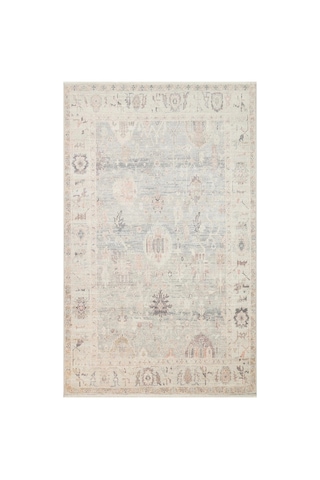 Eko Halı Grace Grc 02 Sky Vintage Halı Pastel Klasik Desenli Saçaklı Salon Halısı Gri