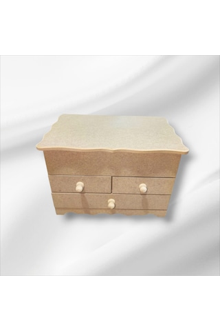 Ahşap-boyanabilir-bölmeli-çekmeceli- Takı-makyaj-organizer Kutu