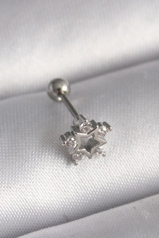 Ceylan Adam 316l Çelik Gümüş Renk Zirkon Taşlı Yıldız Model Tragus Piercing Çok Renkli