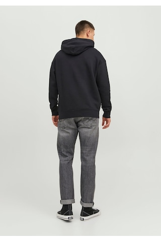 Jack & Jones Kabartma Baskılı Kapüşonlu Sweatshirt - Star 12233972 Black Koyu Siyah