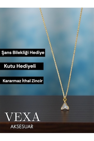 İthal Şans Ve Denge Kolyesi Balina Kuyruğu Kararmaz 316l Çelik Kolye - Özel Kutulu Ve Hediyeli Ürün Altın
