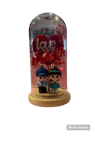 I Love You Işıklı Figürlü Cam Büyük Fanus Aşkınızı Işıltıyla