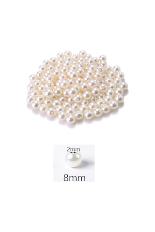 1.000 Gram 1 Kg. 8mm Krem Renk Plastik İnci Boncuk Çanta Ve Tak