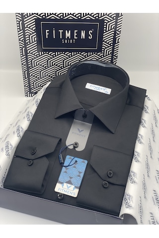 Fitmens Klasik Uzun Kol Cepsiz Likralı Rahat Kumaş Erkek Gömlek Fs-004517 - Siyah-3187