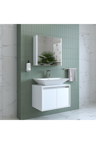 Banos Banyo Roomart Tm7.2 Lavabolu Mat Beyaz Mdf 65 Cm Banyo Dola Mat Beyaz