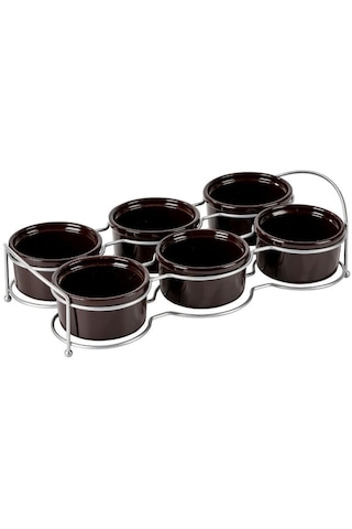 Edora Home Gümüş Altı Bölmeli Çerezlik İkram Seti Metal Paslanmaz