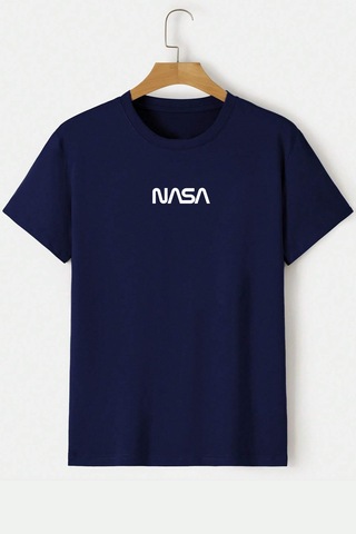 Flood Of Style Unisex Nasa Baskılı T-shirt Lacivert