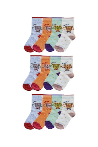 Hepsinerakip 12Li Kız Bebek Soket Çorap Renkli Desenli Ekonomik Çorap