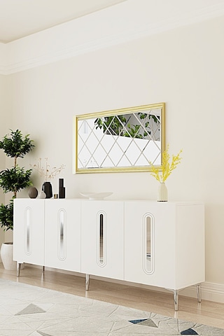 Ka1810bs Rany Konsol ,tv Sehpası Beyaz-silver 180cm