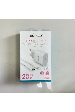 Apricot Type-c Ve Lightning Uçlu Şarj Kablosu Ve Adaptörü