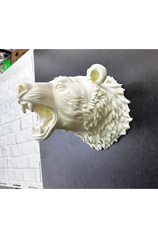 Özel Tasarım Beyaz Ayı Duvar Aksesuarı 3d Dekoratif Heykel 25x19 Cm