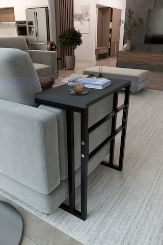 Steel Design Metal Ayaklı Yan Sehpa Laptop Çalışma Masası Sehpa Antrasit