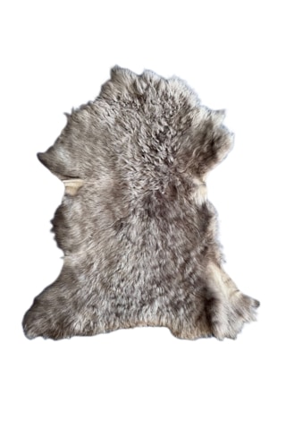 Naturel Uzun Tüylü Koyun Postu - Doğal Post Paspas Gri