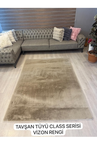 Aries Home Tavşan Tüyü Vizon Yumuşak Makinada Yıkanabilir Kaymaz Kalın Dekoratif Post Halı