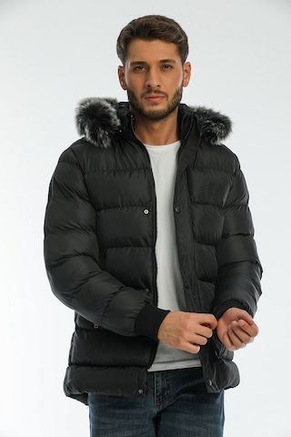Slazenger Harshal In Erkek Kapüşonlu Şişme Siyah Mont & Kaban
