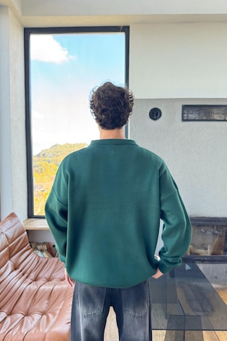 Flaw Half Zip Triko Kazak Yeşil Yeşil