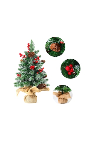18" Mini Noel Ağaçları Yapay Masa Üstü Noel Ağacı Yeşil Kırmızı