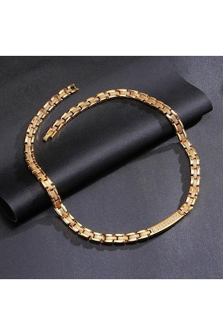 Manyetik Paslanmaz Çelik Zirkon Gerdanlık Kadın Erkek Altın Renk Sağlık Enerji Kolye Kadın Erkek Için Paslanmaz Çelik Zincir Güç Kolyeler Altın - Kırmızı