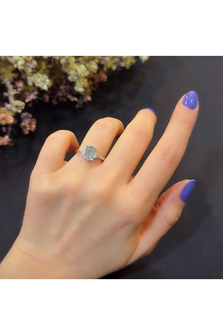 Stela Akuamarin Baget Gümüş Yüzük