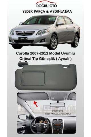 Toyota Corolla Sol Güneşlik  Tip Gri Elektirkli Aynalı 2007-2013