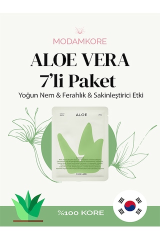 Modamkore 7'li Paket Aloe Vera Kore Yüz Maskesi Yoğun Nem Sakinleştirici