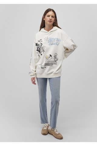 Mavi - Baskılı Kapüşonlu Beyaz Sweatshirt 1s10287-80194 Beyaz