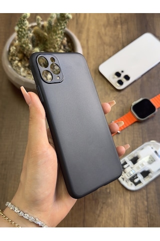 Apple iPhone 12 Pro Max Uyumlu Süper İnce Mat Ultra Thin Silikon Kılıf Siyah