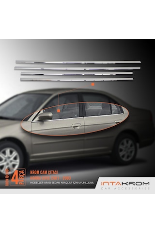intakrom Honda Civic Krom Cam Çıtası 4 Parça 2001 - 2003
