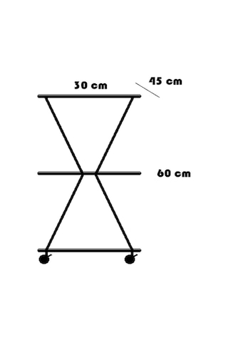 Raflı V Yazıcı Sehpası - Atlantik Çam 45x30 Frenli Tekerli