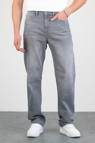 HLT Jeans Erkek Gri Straight Baggy Fit Likrasız Rahat Kesim %100 Pamuk Loose Jean Pantolon Hector Gri