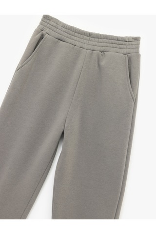 Koton Üç İplik Şardonlu Cepli Beli Lastikli Jogger Eşofman Altı Gri 6wal40016ık Gri
